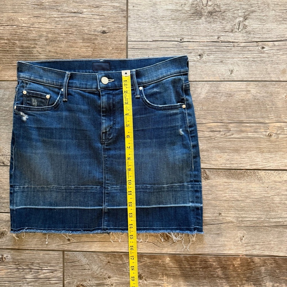 MOTHER Denim Mini Skirt Size 27 Blue Distressed Frayed Hem - Picture 8 of 8